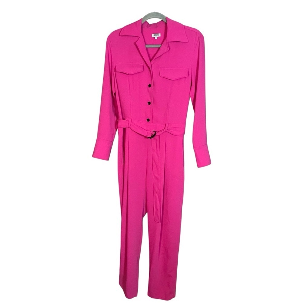Revolve Kenzo Fuchsia Belted Jumpsuit Cropped Leg Crepe Women’s Size 36 US 4-6 - Picture 2 of 9